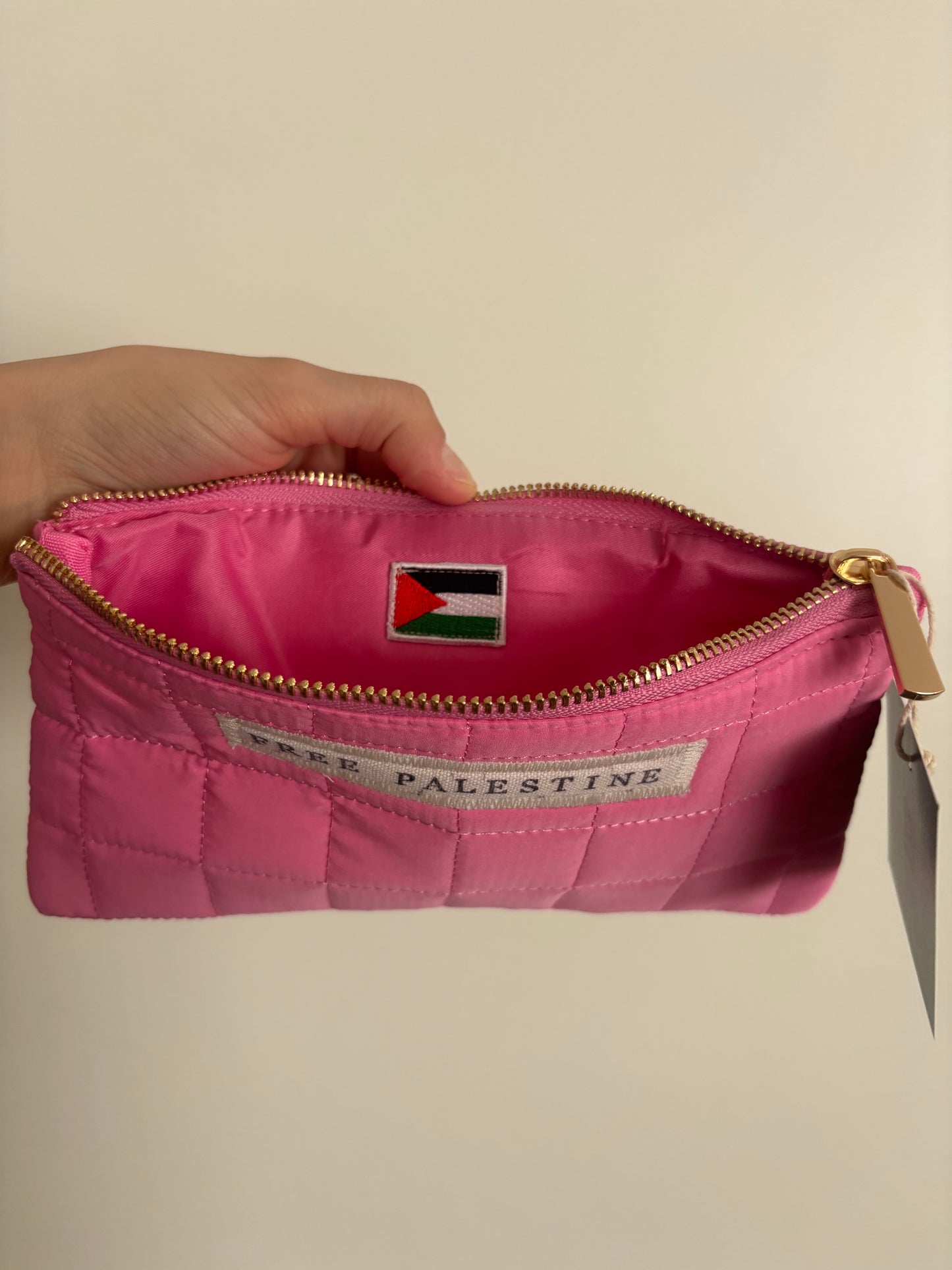 Pink Quilted Zipper Pouch