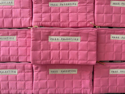 Pink Quilted Zipper Pouch