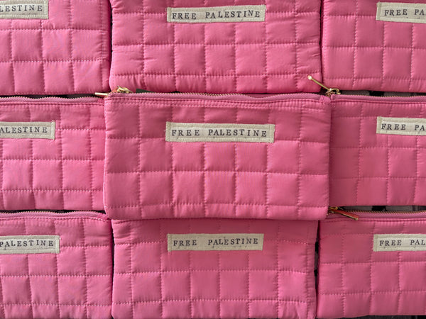 Pink Quilted Zipper Pouch