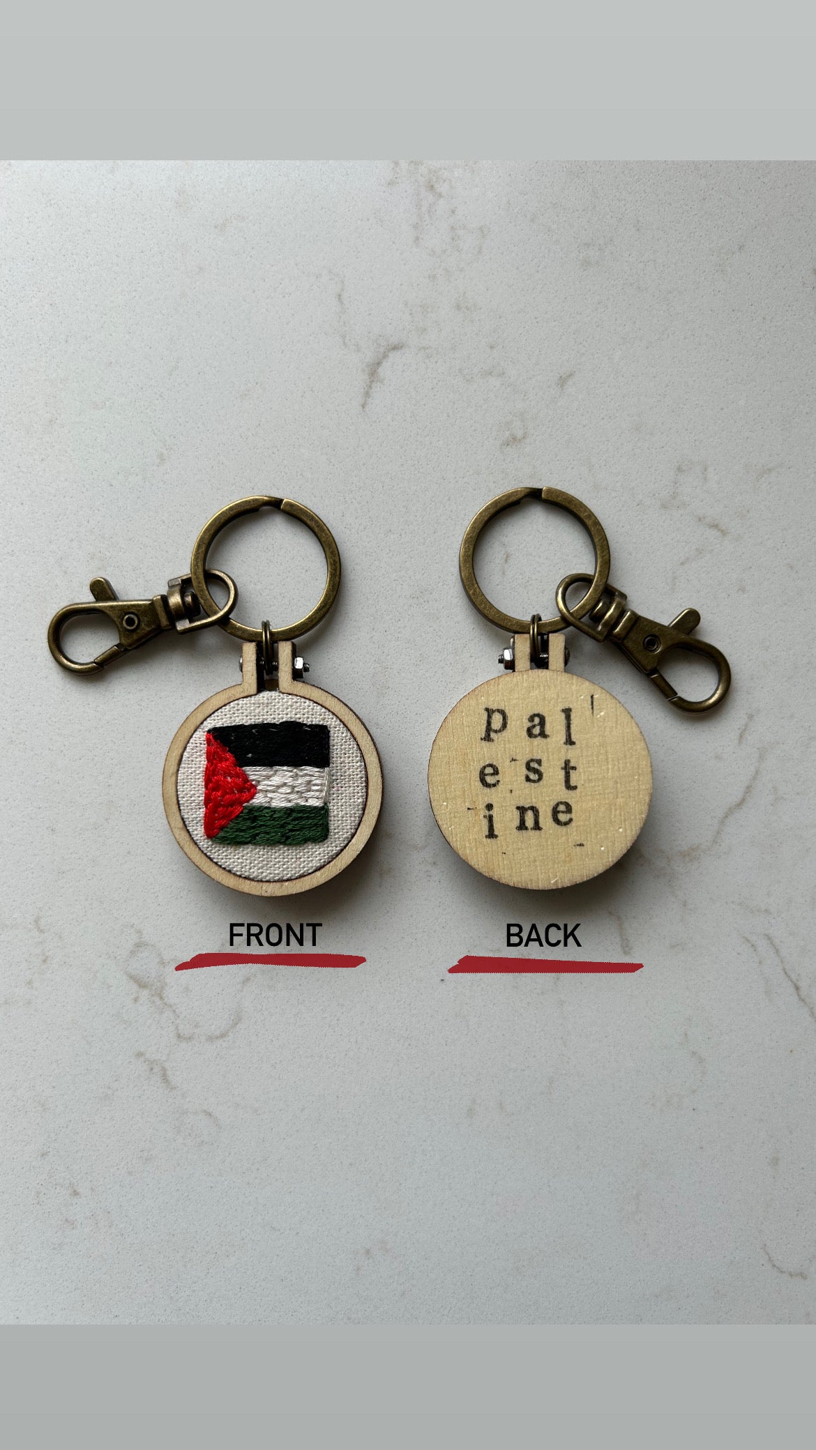 Hand Embroidered Mini Hoop Flag Keychains